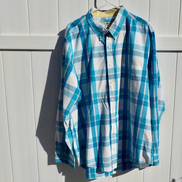 Club Room Slim Fit Plaid Long Sleeve Shirt 100% Cotton XXL - Picture 1 of 4